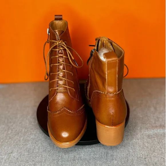 ECOSUSI Vintage Martin Lined Brown boots Fancy Victorian (Their Sizing 37) US 6