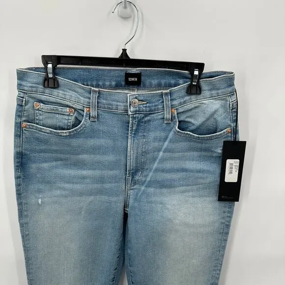 EDWIN NWT Bree Mid-Rise Slim Straight Regular Hem Denim Jean in Reverie // 29