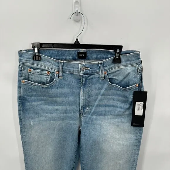 EDWIN NWT Bree Mid-Rise Slim Straight Regular Hem Denim Jean in Reverie // 29