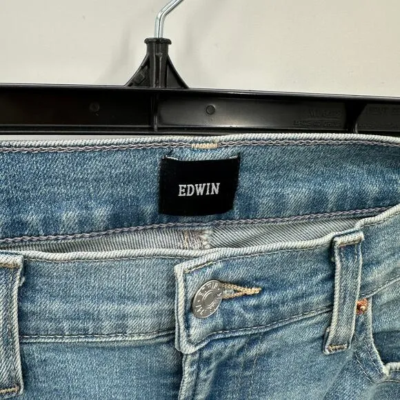 EDWIN NWT Bree Mid-Rise Slim Straight Regular Hem Denim Jean in Reverie // 29