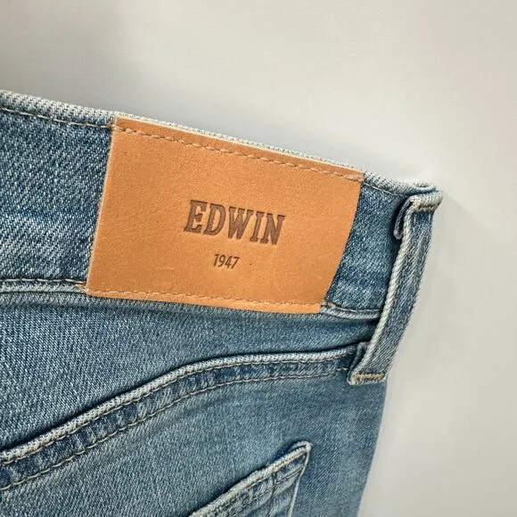 EDWIN NWT Bree Mid-Rise Slim Straight Regular Hem Denim Jean in Reverie // 29