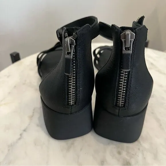 Eileen Fisher Noni Strappy Sandals with heel zipper, 7.5, NWOB, in Black
