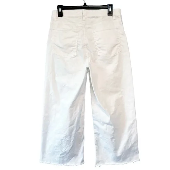 Eileen Fisher Wide Leg Crop Raw Hem Jeans White Medium