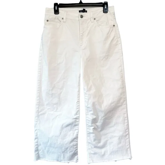Eileen Fisher Wide Leg Crop Raw Hem Jeans White Medium