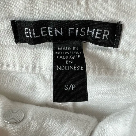Eileen Fisher Wide Leg Crop Raw Hem Jeans White Medium