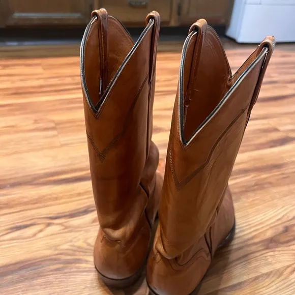 El Dorado Brown Leather Western Cowboy Boots 9201 Hand Made USA Men's Size 12D