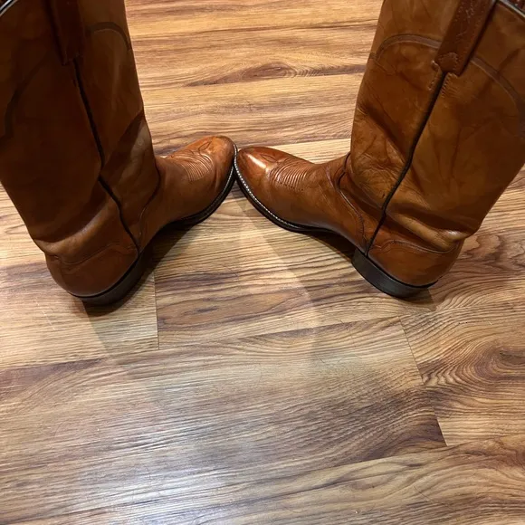 El Dorado Brown Leather Western Cowboy Boots 9201 Hand Made USA Men's Size 12D