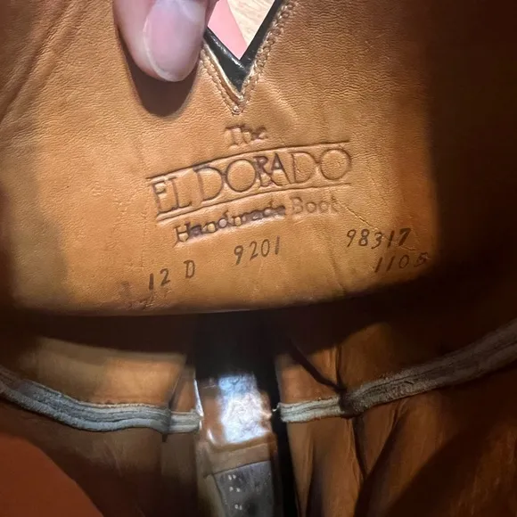 El Dorado Brown Leather Western Cowboy Boots 9201 Hand Made USA Men's Size 12D