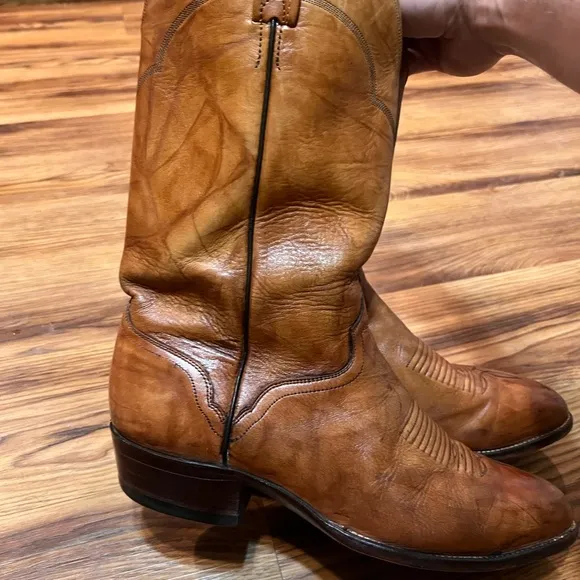 El Dorado Brown Leather Western Cowboy Boots 9201 Hand Made USA Men's Size 12D