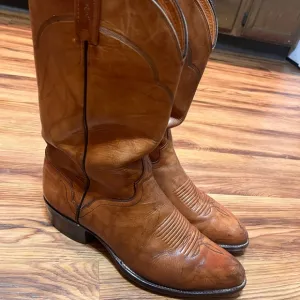 El Dorado Brown Leather Western Cowboy Boots 9201 Hand Made USA Men's Size 12D