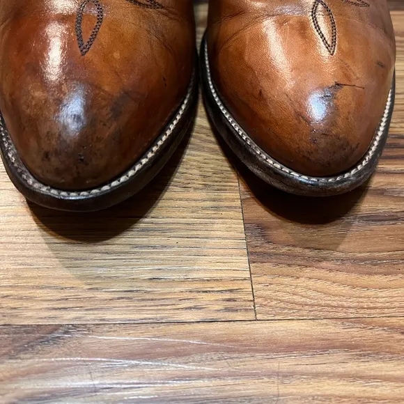 El Dorado Brown Leather Western Cowboy Boots 9201 Hand Made USA Men's Size 12D