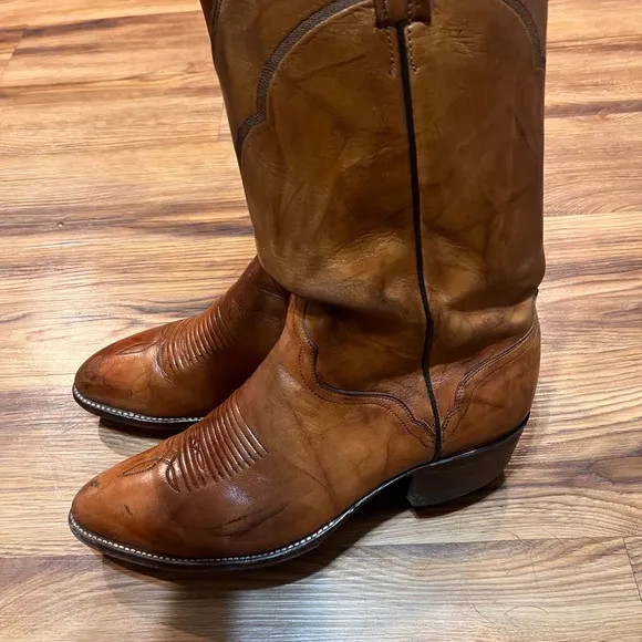 El Dorado Brown Leather Western Cowboy Boots 9201 Hand Made USA Men's Size 12D