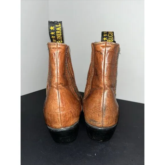 El‎ General Mens 10M Brown Alligator Print Leather Ankle Cowboy 7&quot; Shaft Boots