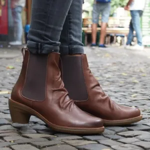 El Naturalista 5355 Aqua Iris Brown Leather Ankle Boots