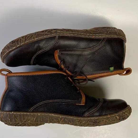 El NATURALISTA leather sustainable ankle boots size 42 brown minimalist