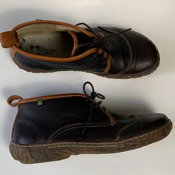El NATURALISTA leather sustainable ankle boots size 42 brown minimalist