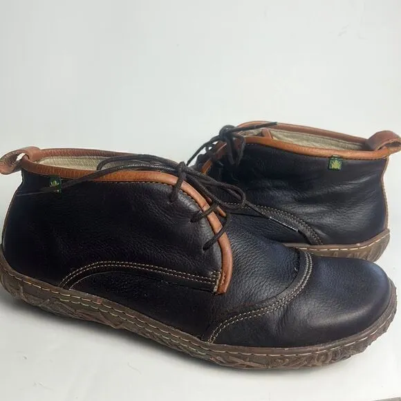 El NATURALISTA leather sustainable ankle boots size 42 brown minimalist