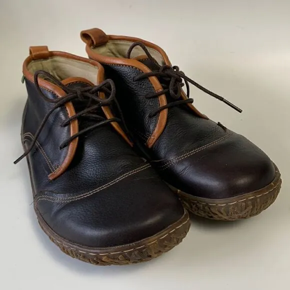 El NATURALISTA leather sustainable ankle boots size 42 brown minimalist