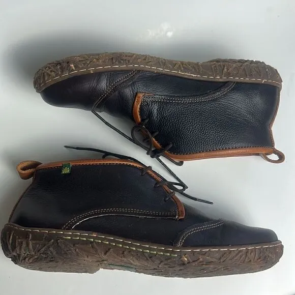 El NATURALISTA leather sustainable ankle boots size 42 brown minimalist