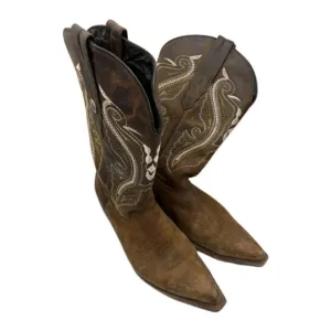 El Toro Bravo Cowboy Boots Brown Leather Western TB Stitch USA Made Mens 8