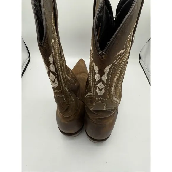 El Toro Bravo Cowboy Boots Brown Leather Western TB Stitch USA Made Mens 8