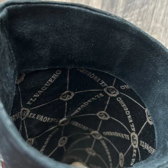 El Vaquero Black Suede Embroidered Western Boots |