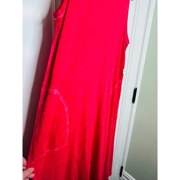Elliott Lauren NWT $155 Enzyme Wash Relaxed Maxi Dress in Poppy Red Size Large