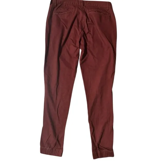 Elwood The Elastic Cuff Slim Chino Pants Men's 34 X 30 Maroon Stretch Preppy