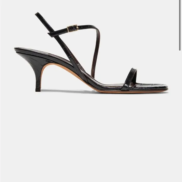 Emme Parsons Elegant Black crocodile Sandals