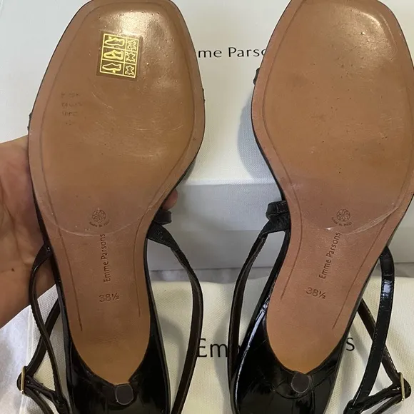 Emme Parsons Elegant Black crocodile Sandals