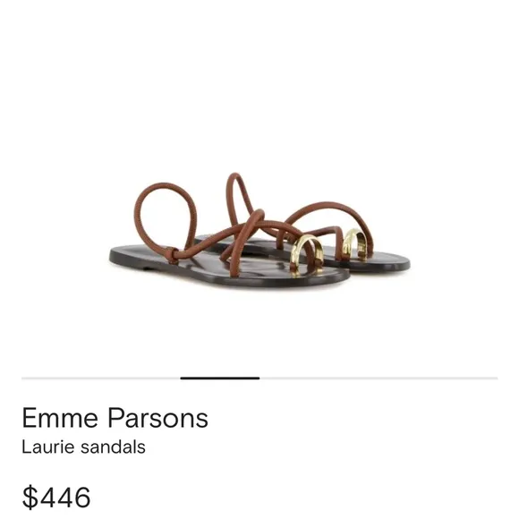 Emme Parsons Laura Brown Leather Sandals with Gold Accents - 2024 season