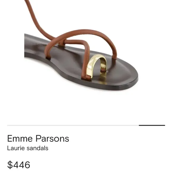 Emme Parsons Laura Brown Leather Sandals with Gold Accents - 2024 season