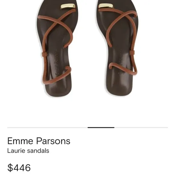 Emme Parsons Laura Brown Leather Sandals with Gold Accents - 2024 season