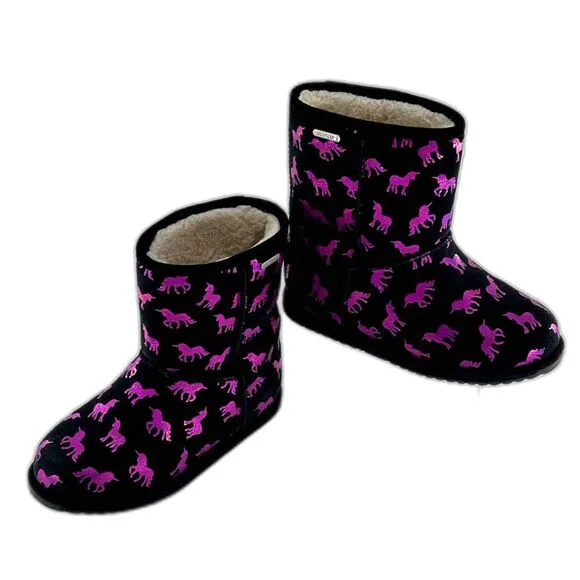 EMU Australia Girls Boots Sz K3 Rainbow Unicorn Brumby Mid-calf Serpa Lining