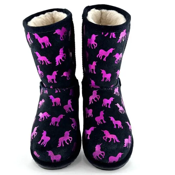 EMU Australia Girls Boots Sz K3 Rainbow Unicorn Brumby Mid-calf Serpa Lining