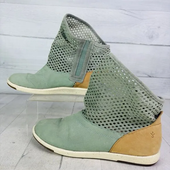 EMU Australia NUMERALLA Soft Green Leather Short Slip On Fashion Boots Size 8 M