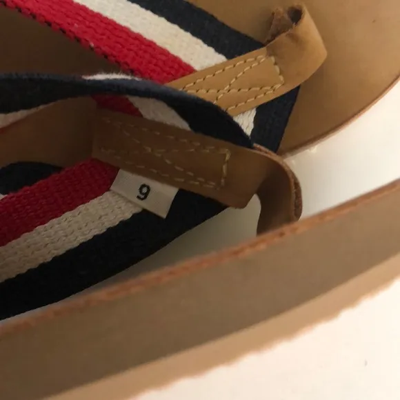 Engineered Garments red white blue striped sandals thongs flip flops 9 men’s