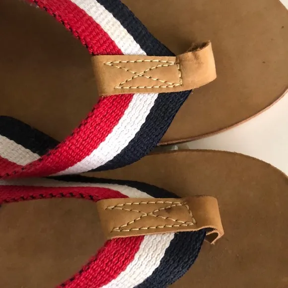 Engineered Garments red white blue striped sandals thongs flip flops 9 men’s
