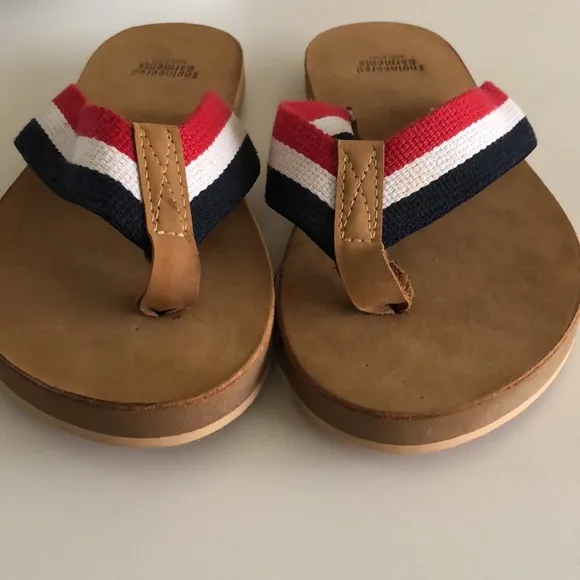 Engineered Garments red white blue striped sandals thongs flip flops 9 men’s