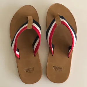 Engineered Garments red white blue striped sandals thongs flip flops 9 men’s
