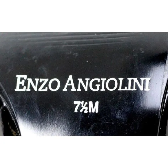 ENZO ANGIOLINI BLACK GENUINE LEATHER ELASTIC POINTED TOE HIGH HEEL SHOES 7.5 M