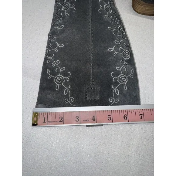 Eric Michael Heidi Knee High Grey Suede Embroidered Boho Western Boots Sz. 6.5
