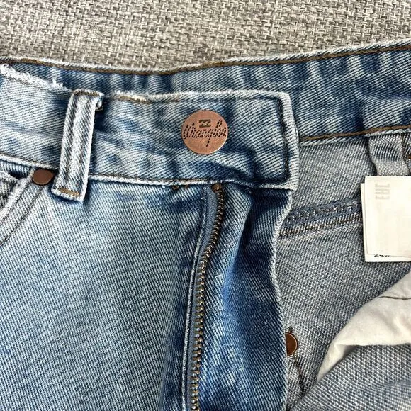 EUC Billabong x Wrangler Patchwork Super Flare Jeans Blue Surf 27 Boho Festival