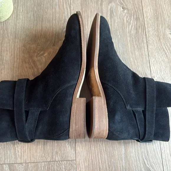 EUC TORY BURCH GENUINE SUEDE BROOKE ANKLE BOOTS BLACK SIZE 10 NEARLY NEW