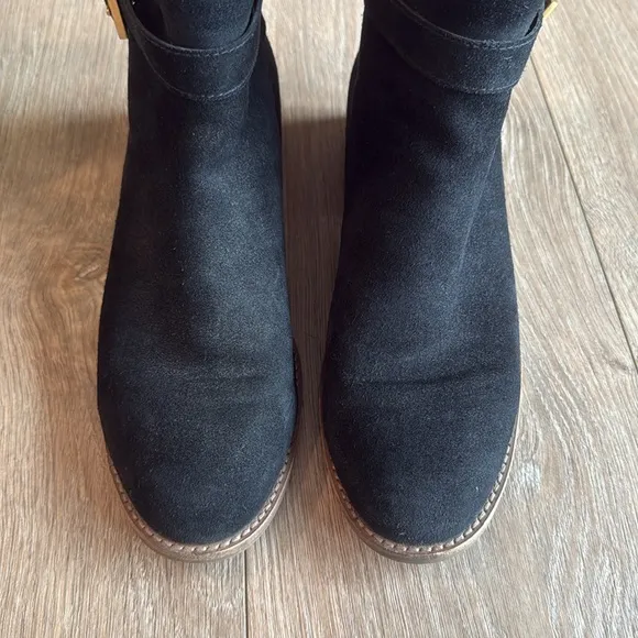 EUC TORY BURCH GENUINE SUEDE BROOKE ANKLE BOOTS BLACK SIZE 10 NEARLY NEW
