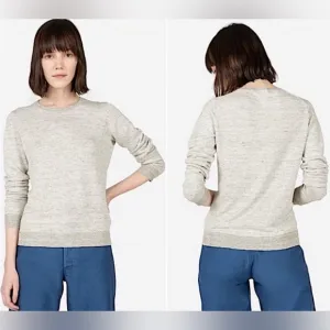 Everlane 100% Linen Gray Crewneck Preppy Minimalist Grunge Sweater Size Medium
