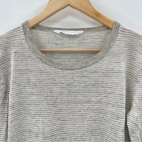 Everlane 100% Linen Gray Crewneck Preppy Minimalist Grunge Sweater Size Medium