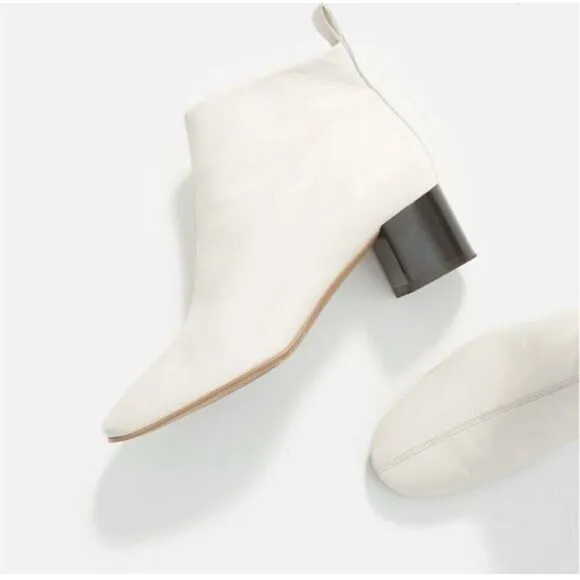Everlane The Day Ankle Boots in Bone Leather Size 7