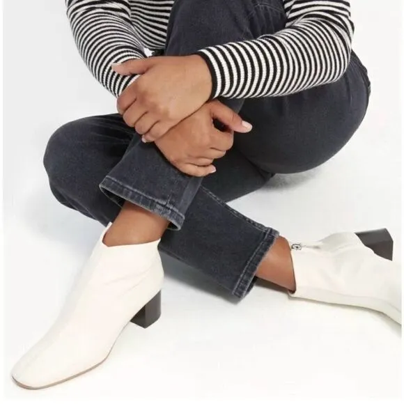 Everlane The Day Ankle Boots in Bone Leather Size 7