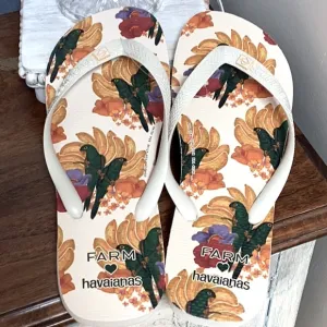 FARM Rio ❤️ Havaianas Yellow and Green flip flops 🌴NEW🌴 women’s size 13